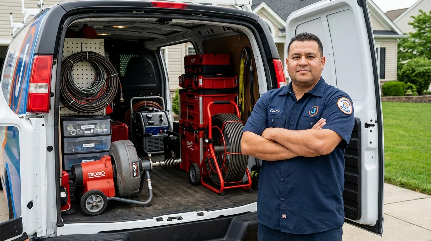 Professional drain cleaning equipment and Johns Plumbing LLC plumber in Pulaski